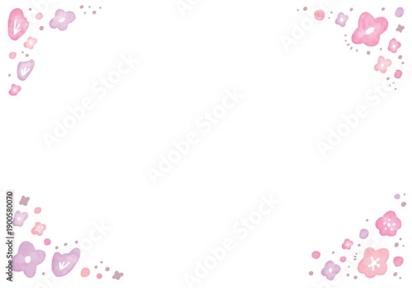 Obraz 水彩の花のピンクのフレーム