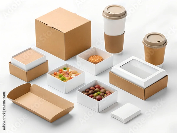 Obraz cardboard boxes on white background