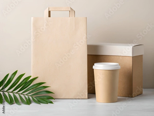 Obraz paper bag on white background
