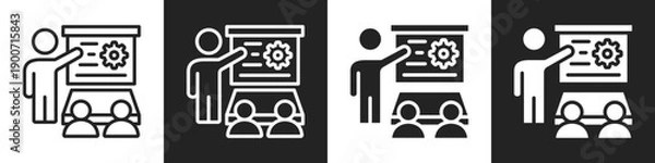Obraz Training Icon Line And Solid Icon In White And Black Background