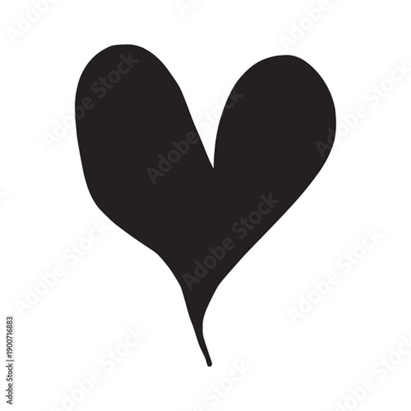 Obraz Black Silhouette Vector Heart On White Background.
