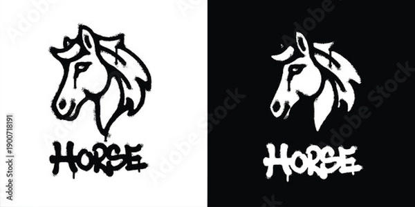 Obraz Graffiti horse logo vector design