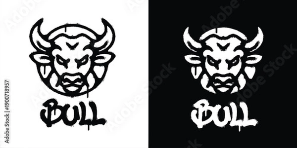 Obraz Graffiti bull head logo vector design