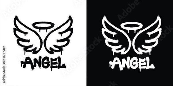 Obraz Graffiti angel logo vector design