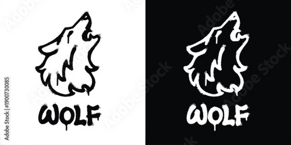 Obraz Graffiti wolf logo vector design