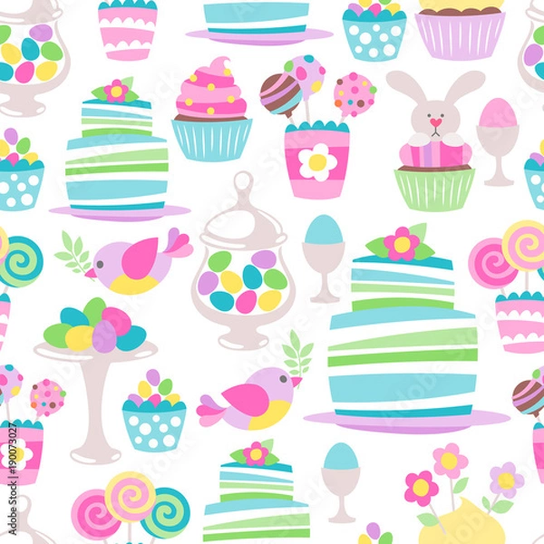 Obraz Colorful easter icons seamless background.