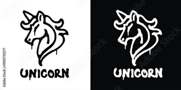 Obraz Graffiti unicorn logo vector design