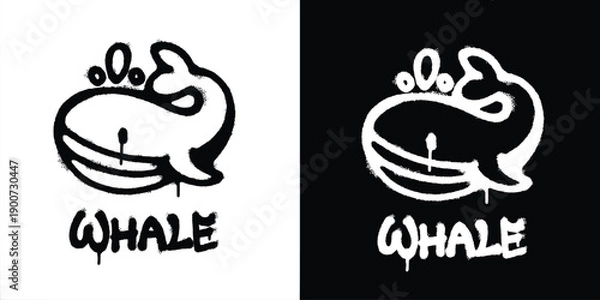 Obraz Graffiti whale logo vector design