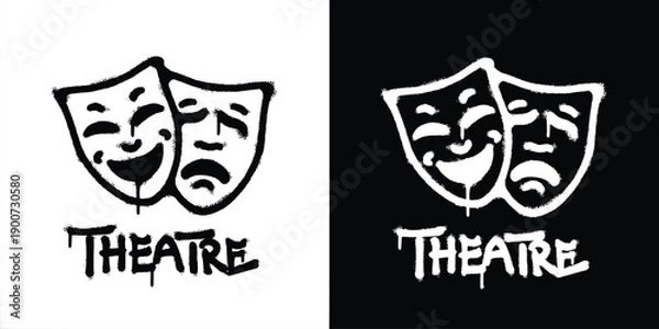 Obraz Graffiti Theater masks logo vector design