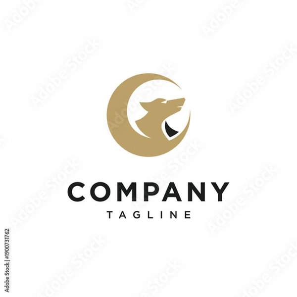 Obraz Elegant Wolf Moon Logo Icon Vector