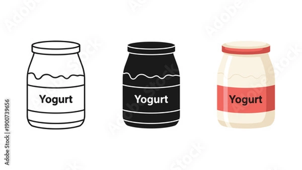 Obraz Three different yogurt pots with labels Vector
