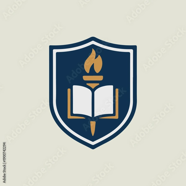 Obraz shield with book and light logo