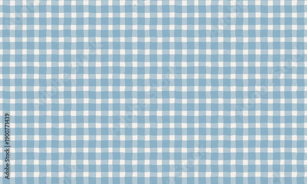 Obraz 手書きのラフなギンガムチェック柄パターン（ブルー）