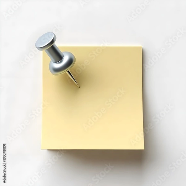 Fototapeta 3D sticky note with pin white background