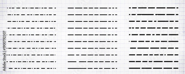 Obraz Straight dash line set. Pencil borders design