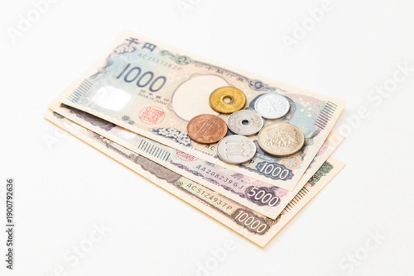 Obraz 白背景に日本のお金