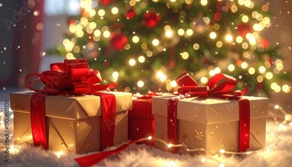 Obraz Christmas gifts under tree