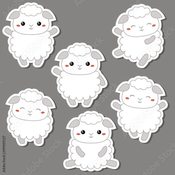 Fototapeta Set of cute sheep