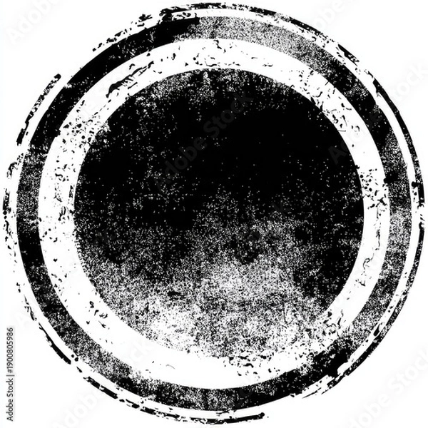 Obraz Distressed black circle with white outlines, aged texture