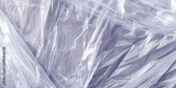 Obraz Crumpled transparent plastic texture background in soft light