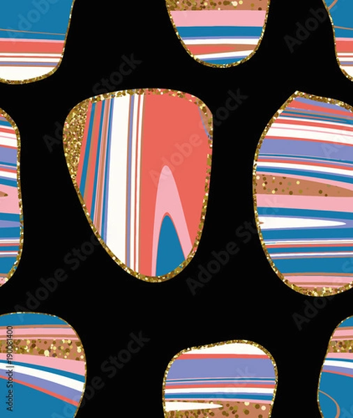 Fototapeta Agate stone slices Seamless vector pattern. Natural luxury.