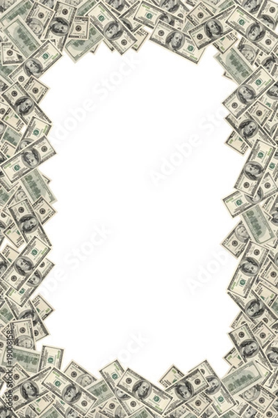 Obraz Frame of dollars on white background