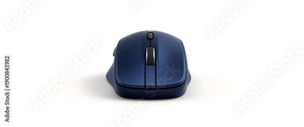 Obraz Modern Blue Wireless Computer Mouse Isolated on White Background, Technology Concept Image