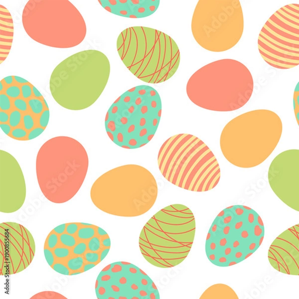 Obraz Happy Easter eggs pattern. Cute color background for traditional celebration.