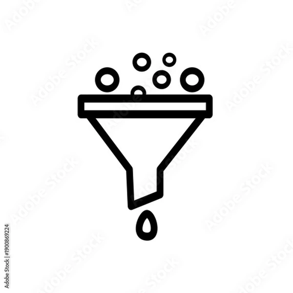 Obraz Funnel icon, Data filter symbol. Vector graphic, not Artificial Intelligence, logo illustration. Replaceable vector design.