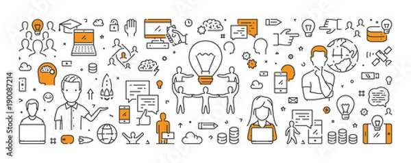 Obraz Vector line web banner for crowdsourcing