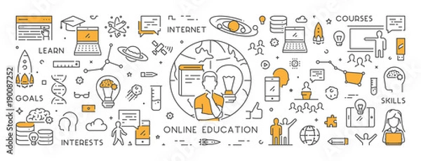 Obraz Vector line banner for online education