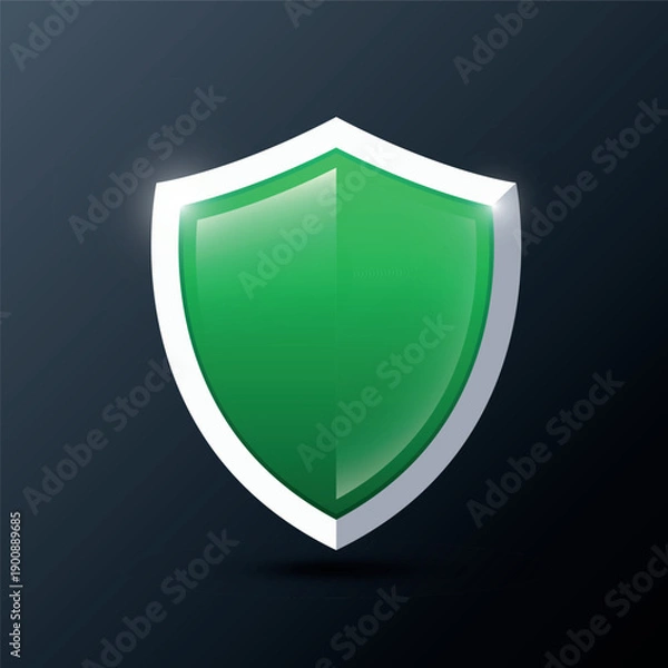 Obraz Green ptotection shield logo icon. Vector illustration