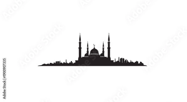 Obraz Ramadan Mosque Silhouette Behind Wall Lattice
