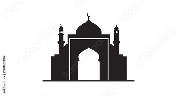 Obraz Ramadan Mosque Silhouette on Mountain Wall
