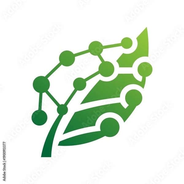 Obraz Modern Leaf Technology Integration Logo Design vector illustration
