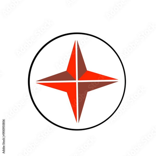 Obraz red flat illustration compass icon. 