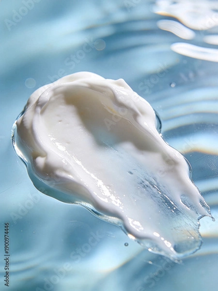 Obraz White Moisturizing Cream Smear Texture on Blue Background