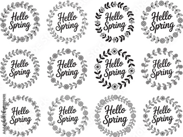 Obraz Hello Spring Round Sign SVG