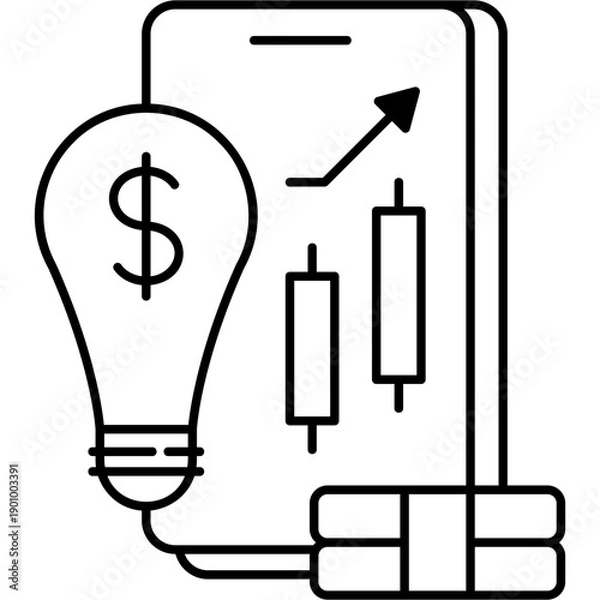 Obraz Line Art Smart Earning Icon