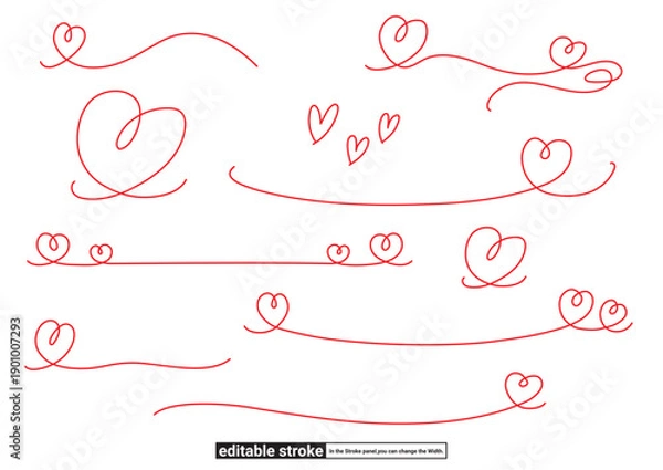 Obraz ハートのライン装飾セット（編集可能なストローク）