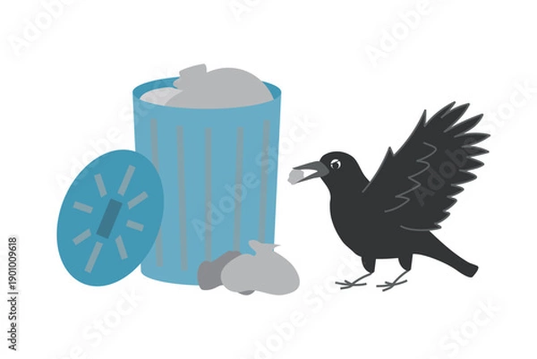 Fototapeta ゴミを荒らすカラス