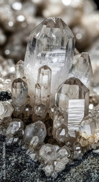 Obraz Clear Quartz Crystal Cluster Formation.