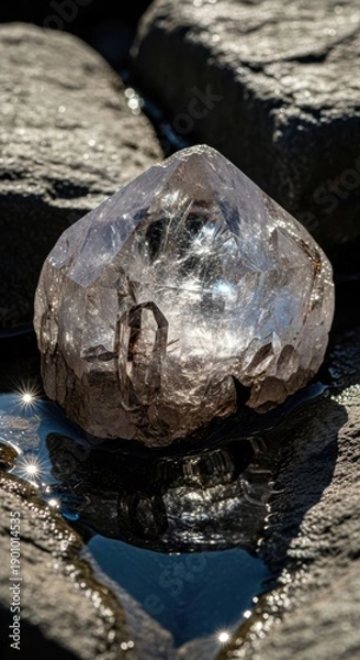 Obraz Clear Quartz Crystal Formation in Sunlight.