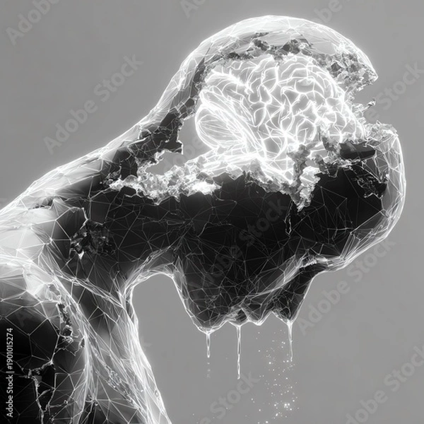 Obraz Abstract great thinker in low-poly wireframe style