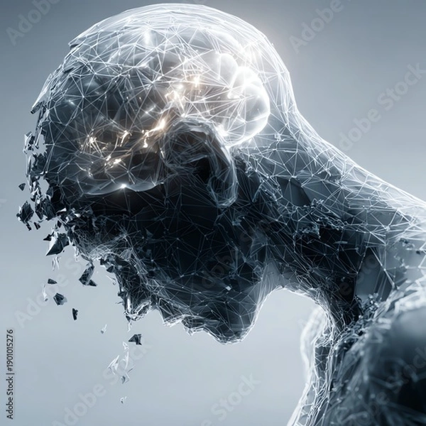 Obraz Abstract great thinker in low-poly wireframe style