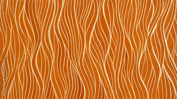Obraz アールデコを思わせる抽象的なオレンジの波線背景テクスチャ