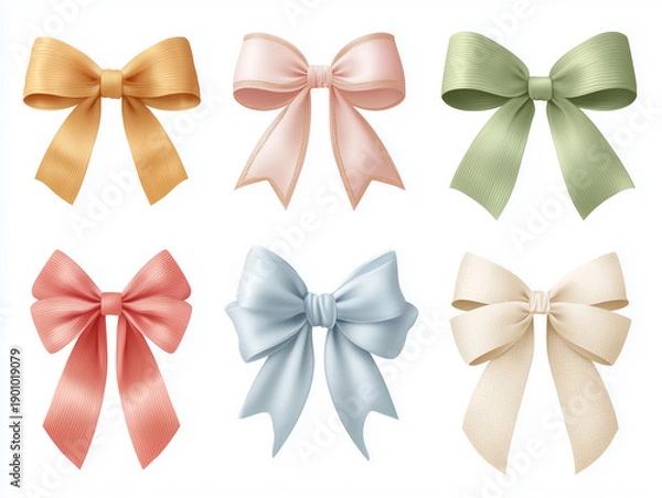 Obraz ギフト包装と装飾用のリアルなカラフルサテンリボンセット