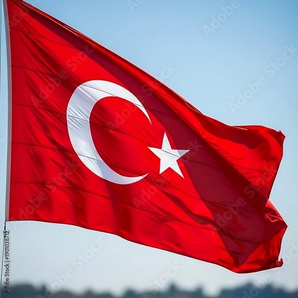Obraz Turkish Flag Waving in the Wind.
