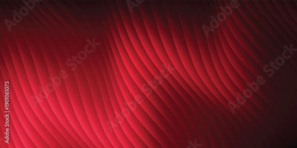Fototapeta Dynamic red wave pattern, smooth gradient lighting, corporate technology background, modern digital design