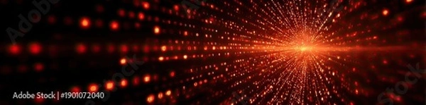 Obraz Red digital dots recede into a bright, luminous center, creating depth